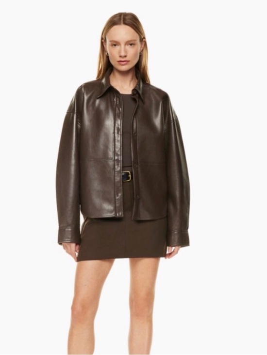 Aritzia Jackets & Blazers - BABATON PELI FAUX LEATHER SHIRT JACKET SIZE SMALL IN BROWN
